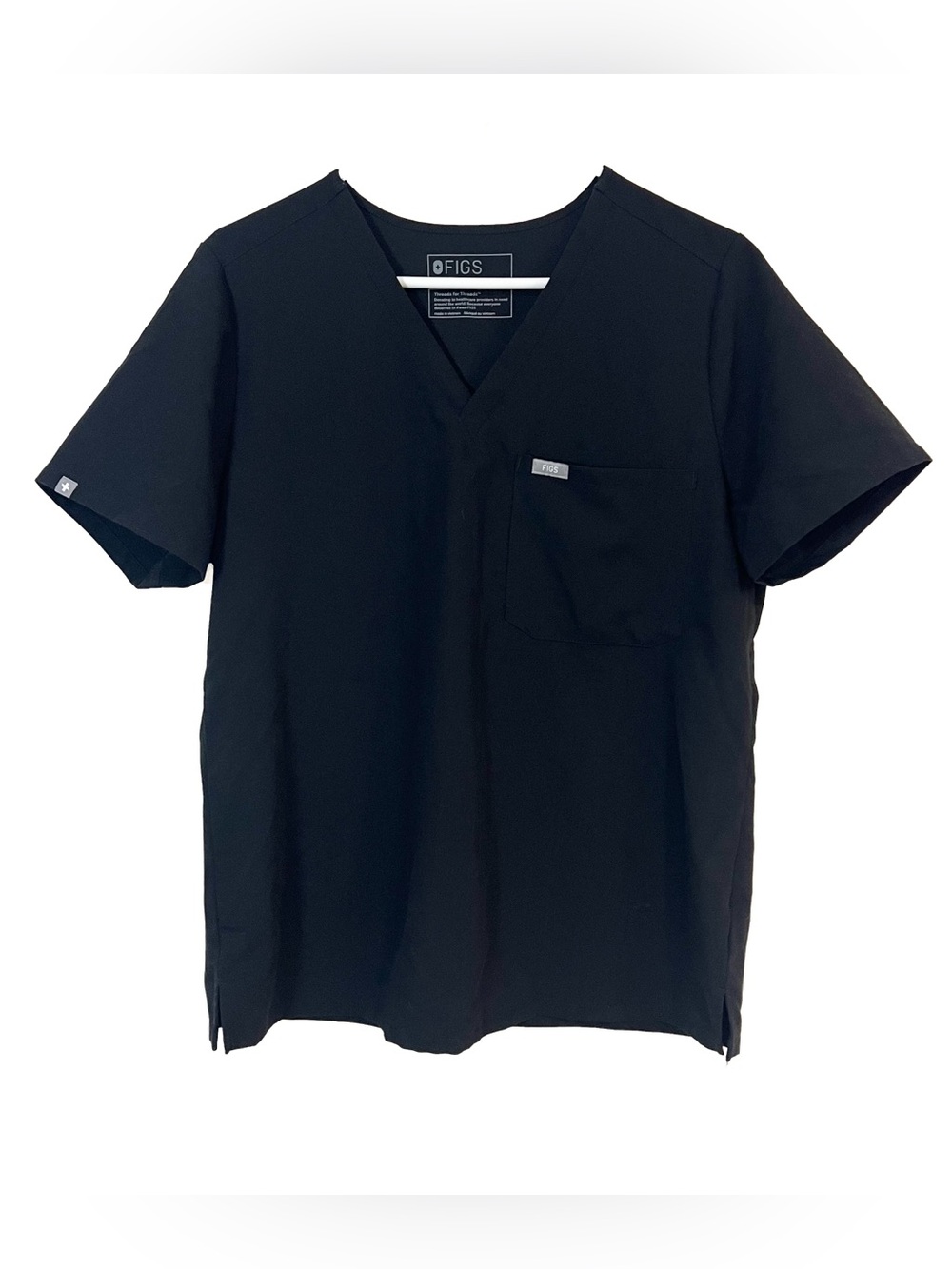 Figs Catarina Scrub Top Black Pockets Technical Womens Size Large Healthcare